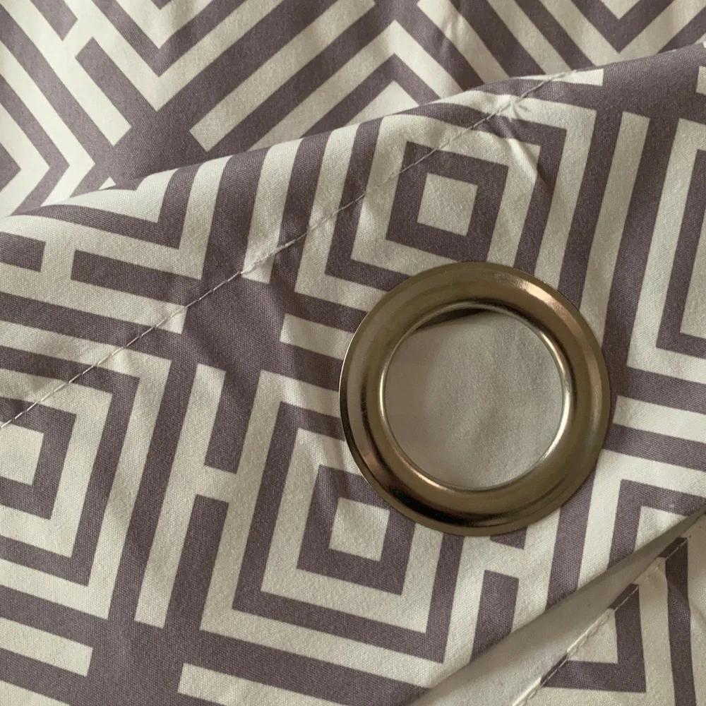 Geometric Patterned Curtains. One pair. Gray and white